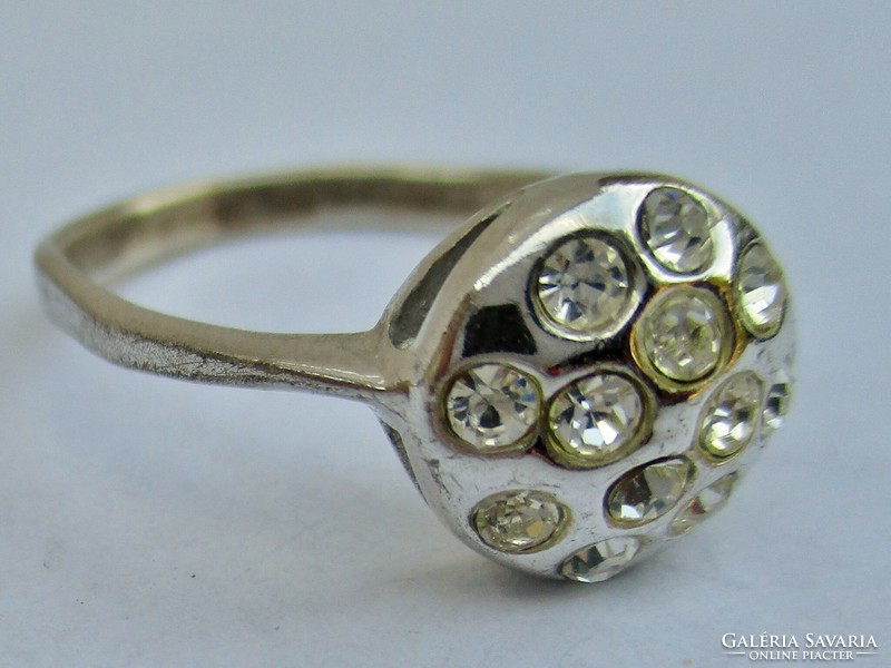 Nagyon elegáns art deco stílusú fehér köves ezüst gyűrű