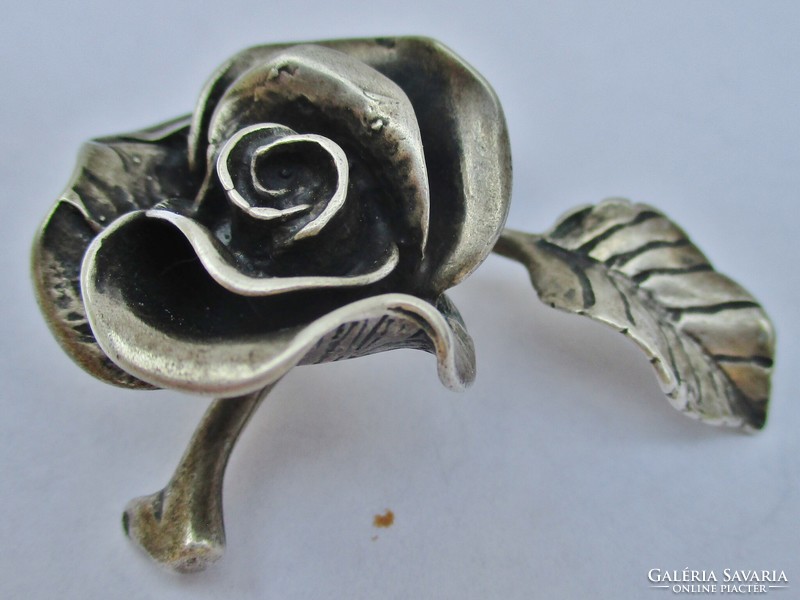 Rare beautiful handmade large silver rose