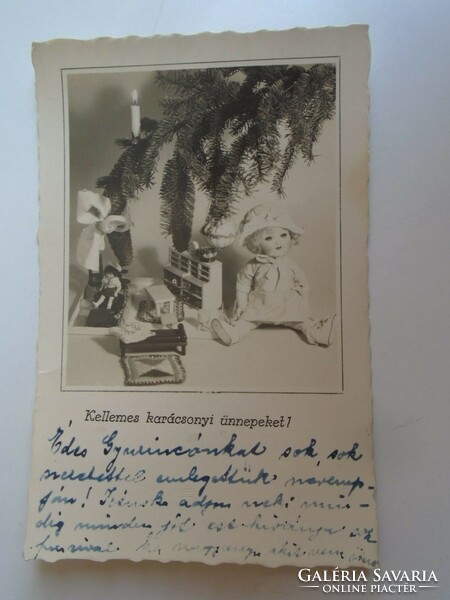 D196202  Karácsonyi lap - fotólap - Játékok a fa alatt 1940-50      -régi képeslap
