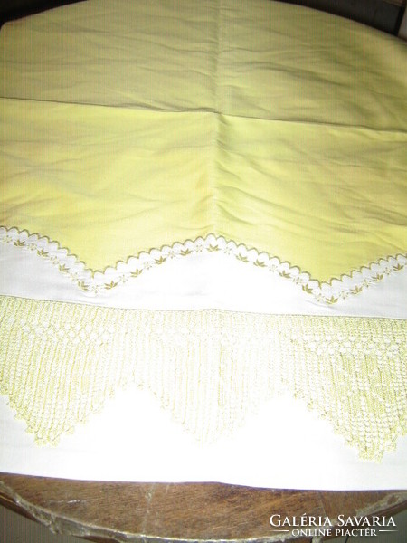 Beautiful yellow crochet lace cushion cover