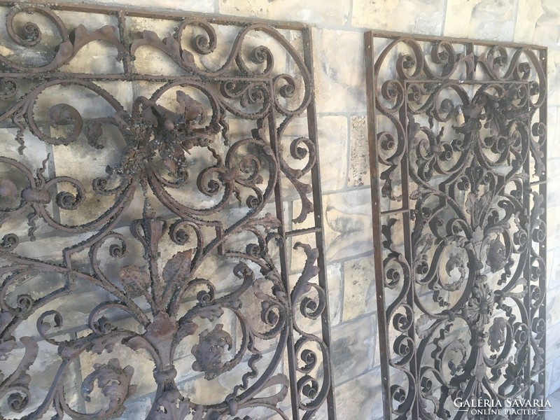 Pair of antique wrought iron door inserts