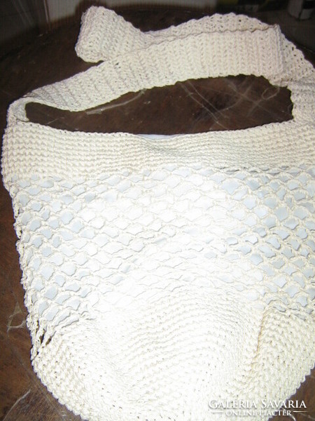 Beautiful vintage style white crochet reticule bag, shopping bag