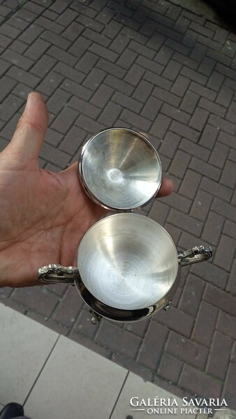 Thick silver-plated sugar bowl, art deco, 14 x 14 cm.