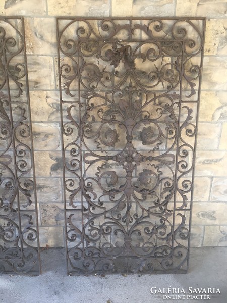 Pair of antique wrought iron door inserts