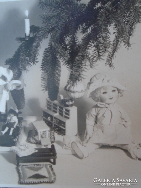 D196202  Karácsonyi lap - fotólap - Játékok a fa alatt 1940-50      -régi képeslap
