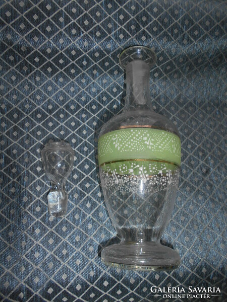 Antik zománcfestett  üveg palack