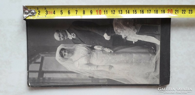 Antique wedding photo of Belocerkovszky a. Kiskunfélegyháza studio photo bride groom image