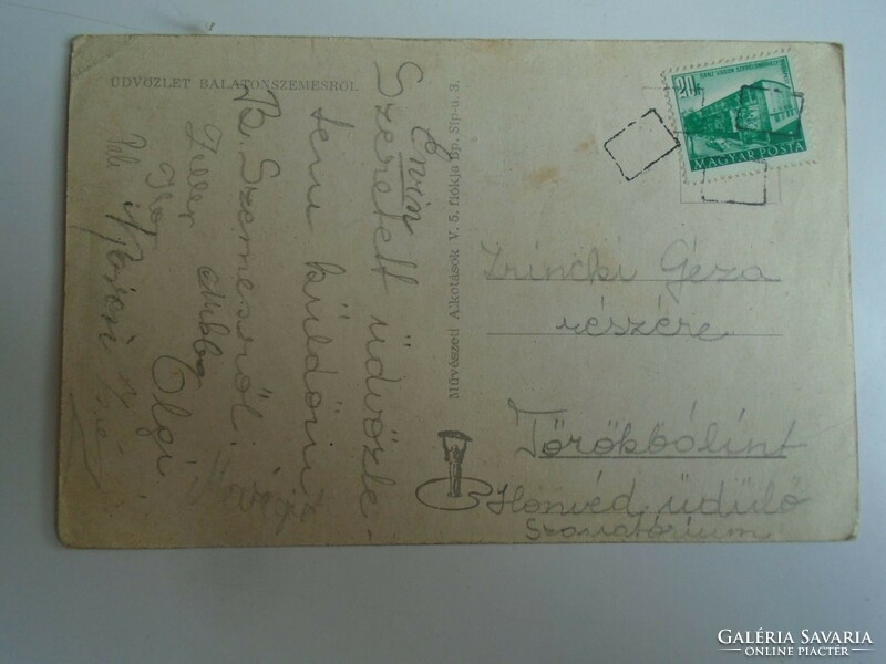 D196160 BALATON  1950k  Balatonszemes - üres bélyegzés - régi képeslap
