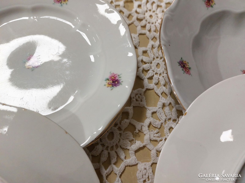 Zsolnay beautiful floral plates, with a golden edge, cookies and deep, flat