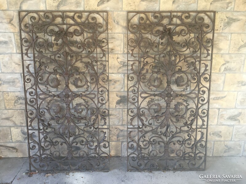 Pair of antique wrought iron door inserts