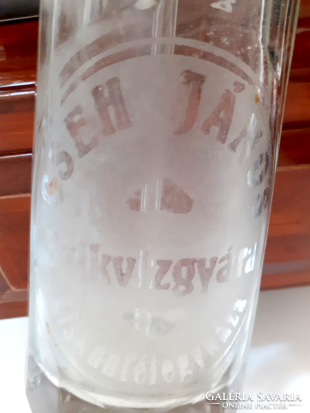 Old soda bottle Czech János Szikvízgyára Kiskunfélegyháza inscribed soda bottle