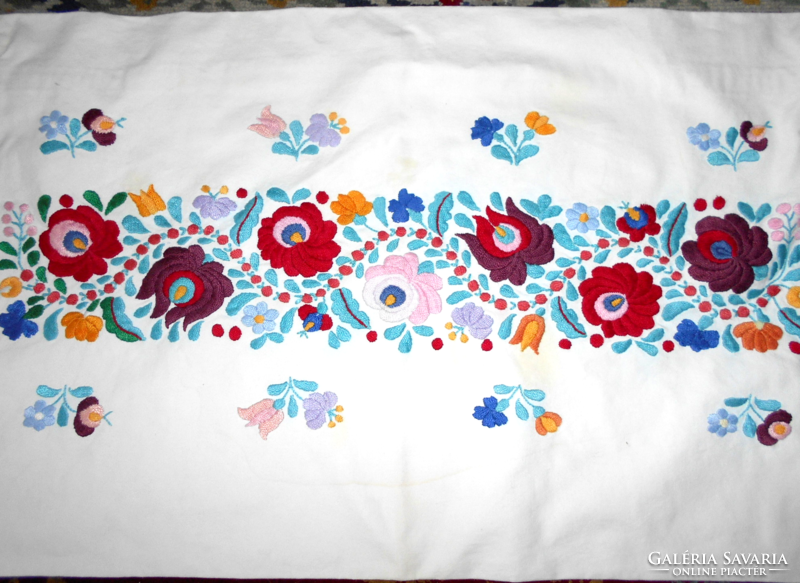 +++++++++Antique matyó embroidered decorative pillow 57 cm x 37 cm - canvas base