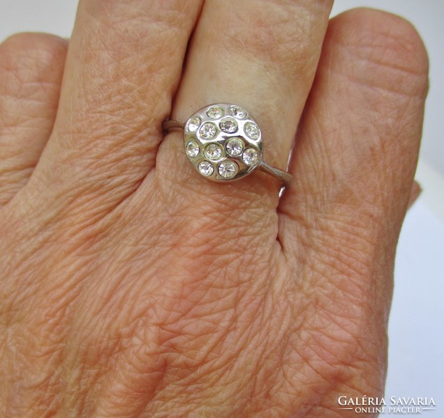 Very elegant art deco style silver ring with white stones