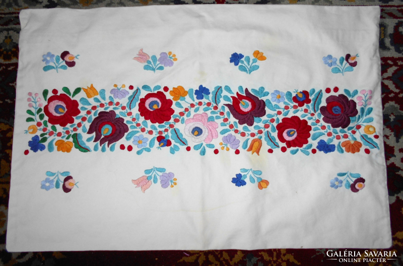 +++++++++Antique matyó embroidered decorative pillow 57 cm x 37 cm - canvas base