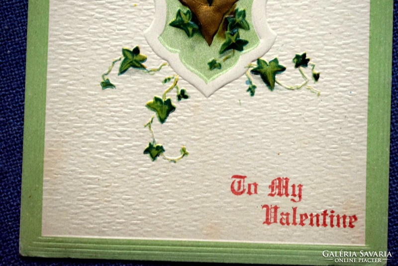 Antik dombornyomott szecessziós litho üdvözlő képeslap Valentin nap