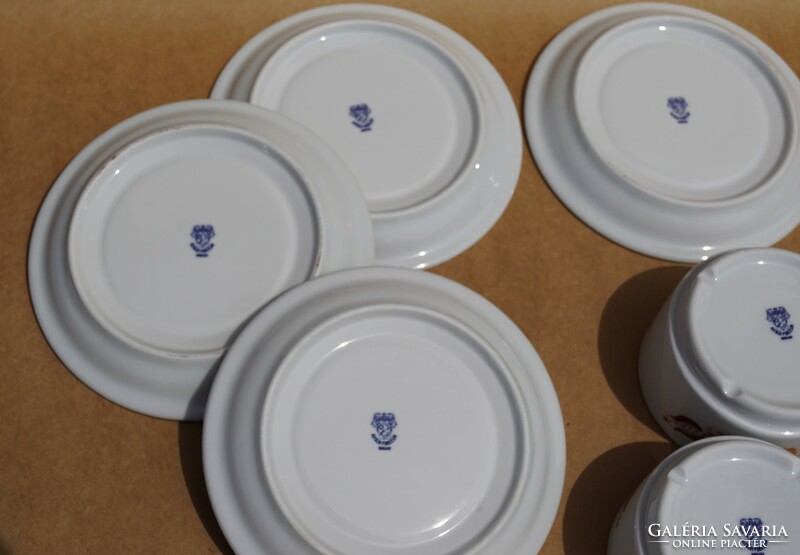 Retro Alföldi porcelán népi mintás Panni dekor leveses csésze és alátét tányér szettben