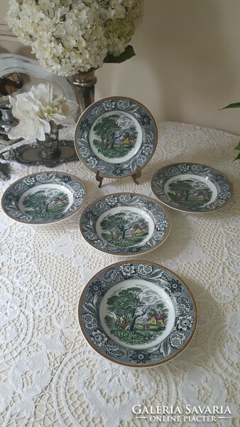 English faience woodland multicolor deep plate 5 pcs.