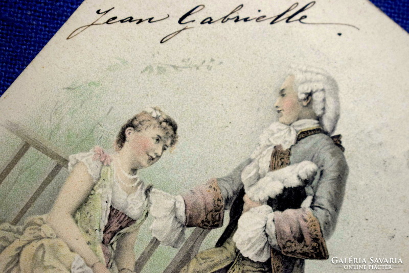 Antique a&m b graphic colored postcard courtship