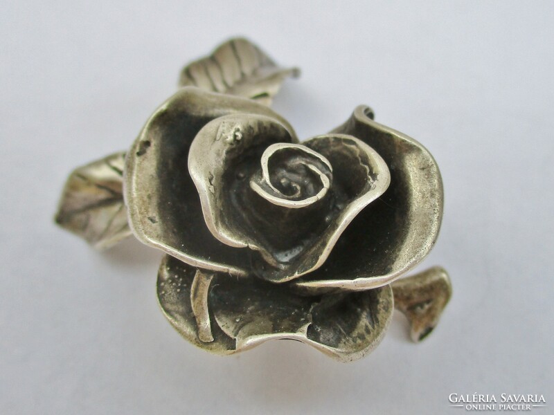 Ritka szép kézműves nagy ezüst rózsa