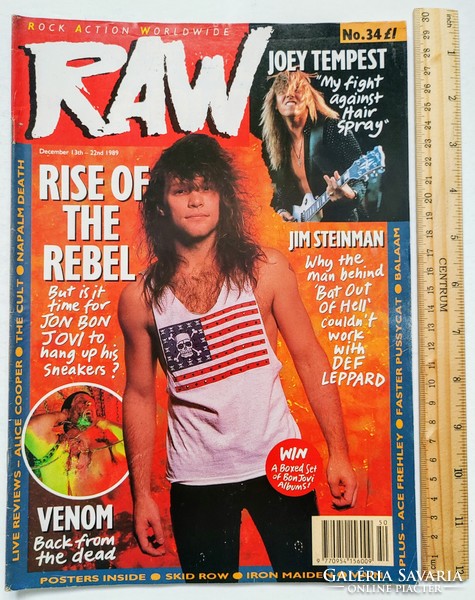 Raw magazine 89/12/13 bon jovi skid row iron maiden vain frehley warrant balaam pandora's box cooper