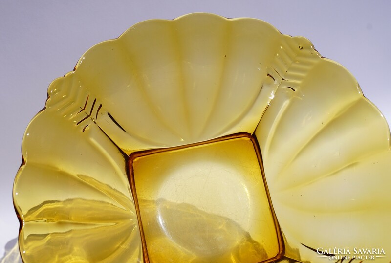 Rare antique art deco rudolf schrötter amber colored glass bowl table centerpiece