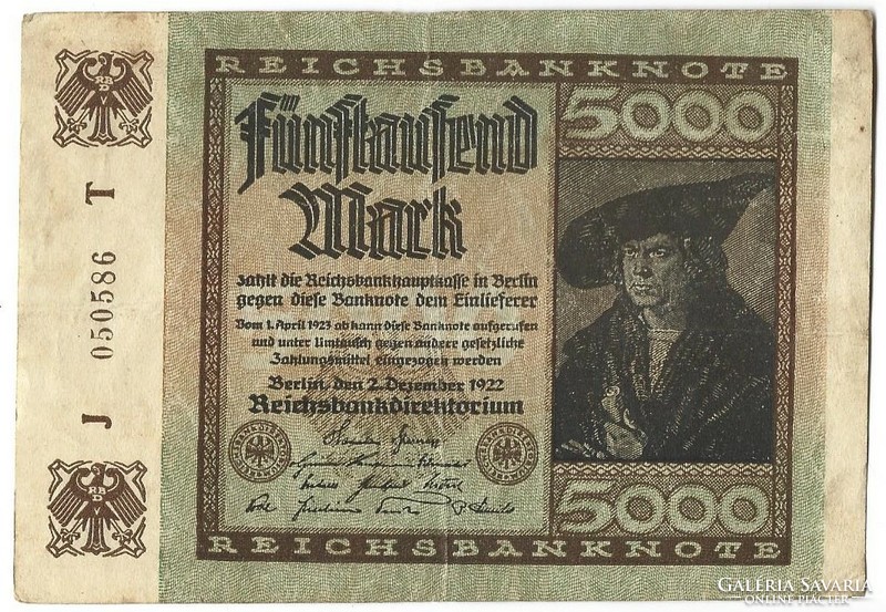 5000 Mark 1922 hakensterne watermark Germany 1.