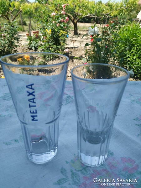 2 thick metaxa glass cups for sale!