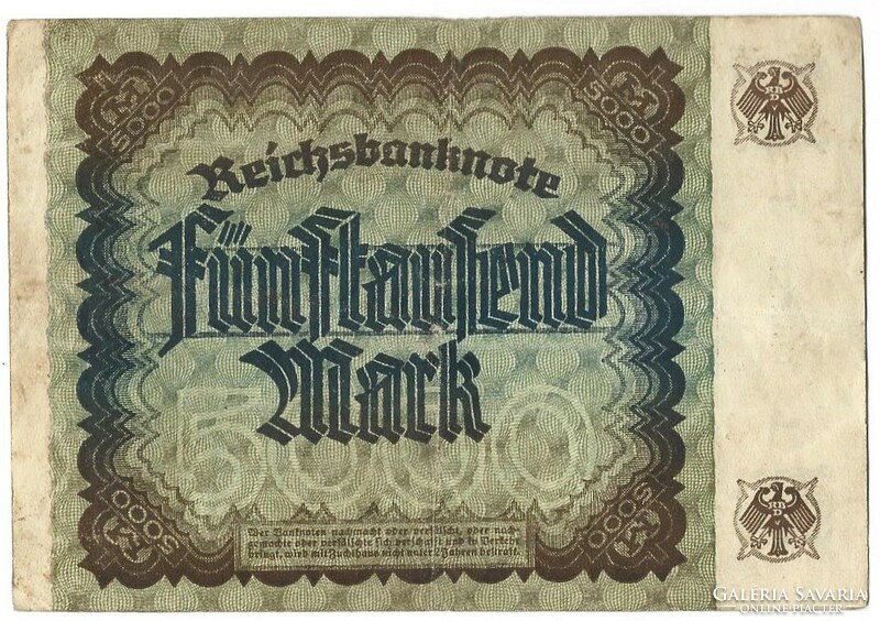 5000 Mark 1922 hakensterne watermark Germany 1.