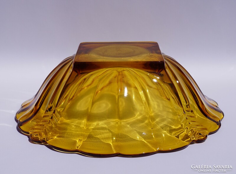 Rare antique art deco rudolf schrötter amber colored glass bowl table centerpiece