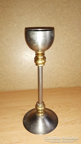 Réz betétes fém gyertyatartó - 20,5 cm magas (KV)