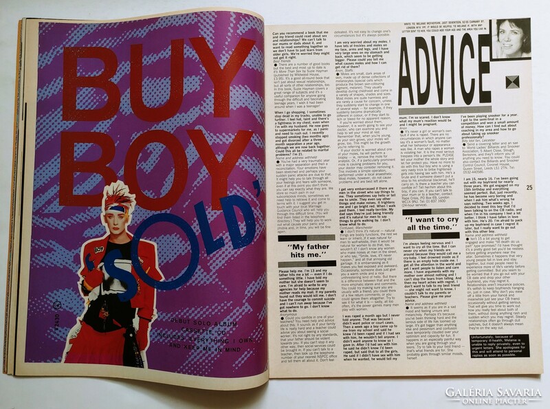 Just Seventeen magazin 87/6/24 Boy George poszter Phillip Schofield Cliff Richard Pet Shop Boys CKTC