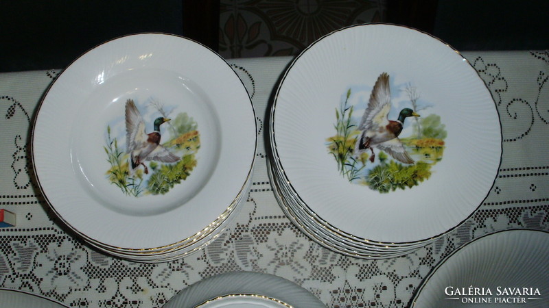 Twelve-person wild duck old porcelain tableware - veritable porcelaine - for hunters and fishermen