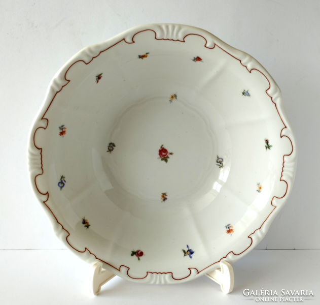 Old shield marked red feathered Zsolnay salad, side dish, serving plate