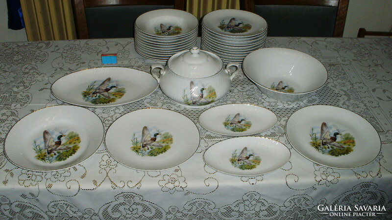 Twelve-person wild duck old porcelain tableware - veritable porcelaine - for hunters and fishermen