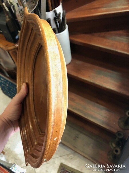 Seder bowl, made of old wood, 32 cm in size, Judaica.