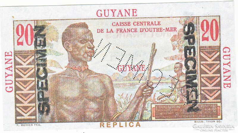 Francia Guyana  20 Francia guyanai frank 1947 REPLIKA MINTA