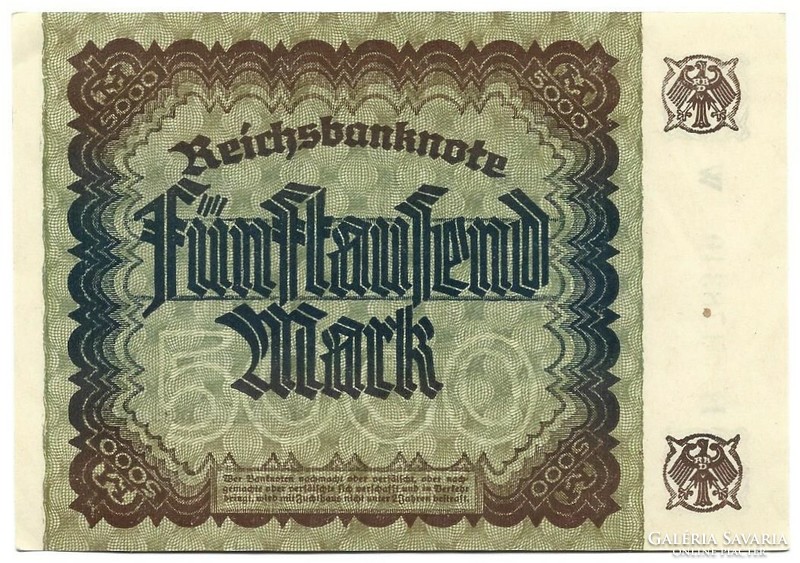 4 x 5000 márka 1922 hajtatlan Hakensterne vízjel Különböző sorszámok Németország