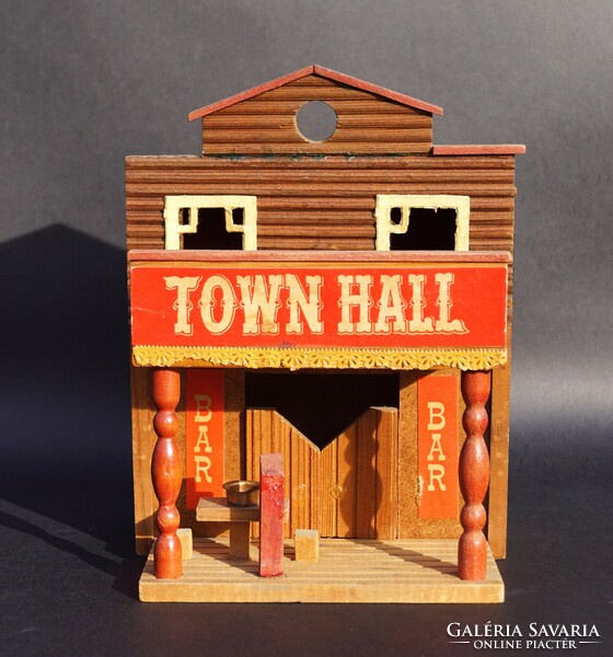 Régi retro Western kocsma bár ház fából készült modell makett játékház