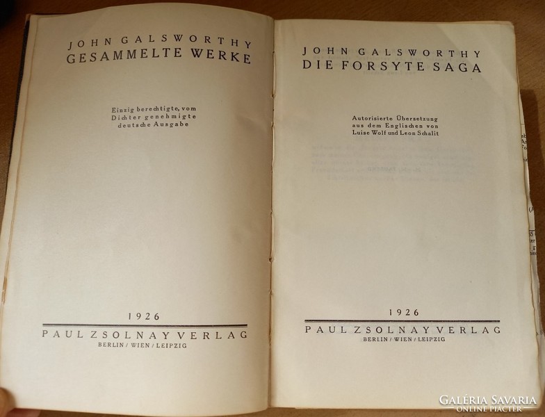 1926 PAUL ZSOLNAY VERLAG -- JOHN GALSWORTHY:DIE FORSYTE SAGA -ART DECO BŐRKÖTÉS! német nyelvű