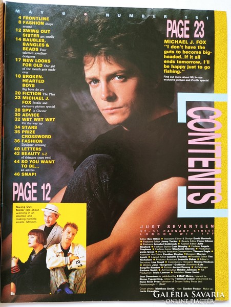 Just Seventeen magazin 87/5/6 Nick Kamen Michael J Fox Swing Out Sister Catherine Zeta-Jones Wet Wet