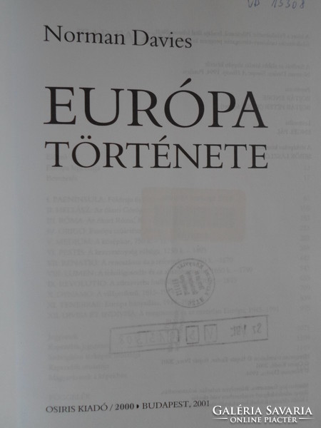 Norman Davies: Európa története (Osiris Kiadó / 2000, 2001)