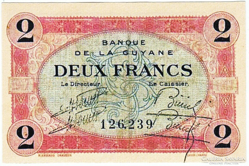 Francia Guyana  2 Francia guyanai frank 1916 REPLIKA