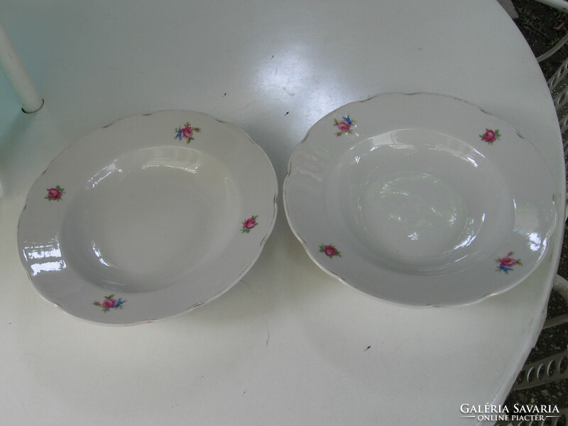 Antik apró bécsi rózsás leveses tányér pár LILIEN
