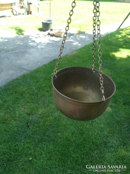 Antique copper flower stand with 2 hanging baskets for sale! 12 X 7 cm small!!