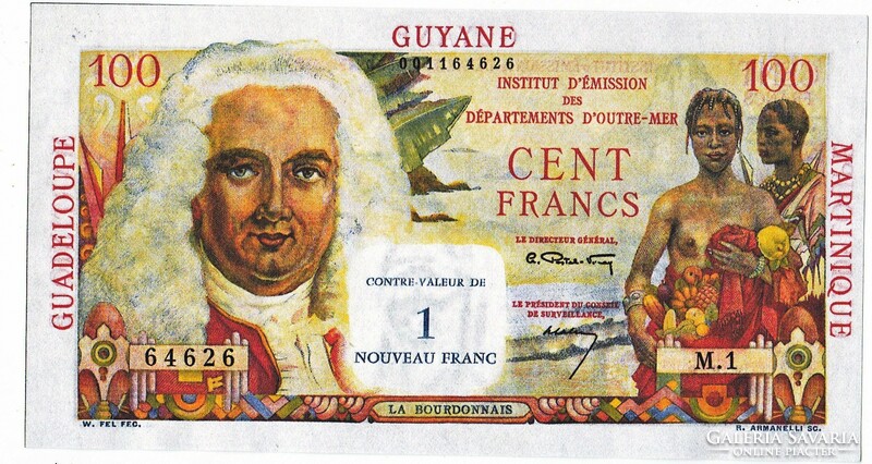 French Antilles 1 nouveaux francs 1961 replica