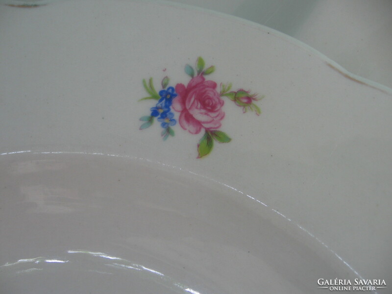 Antique small Viennese rose soup plate with a pair of lilies
