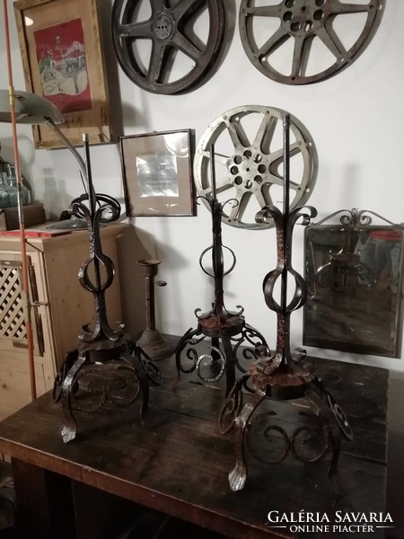 Rustic forged lamps, beautiful patina pieces, mid-20th century or later, vintage lamps