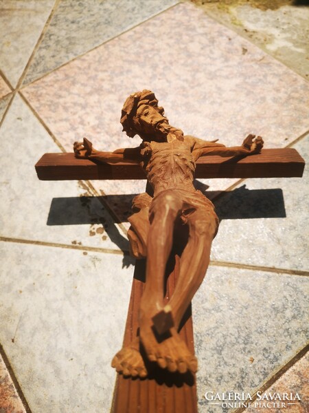 Beautiful corpus, cross Jesus Christ carved from wood, excellent workmanship. Household blessing relic holder