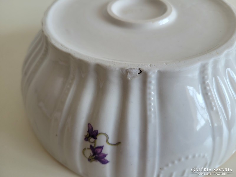 Régi Zsolnay porcelán ibolya mintás népi tál 25 cm