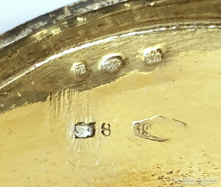 Silver (835) powder case, powder case, powder holder, with enamel picture
